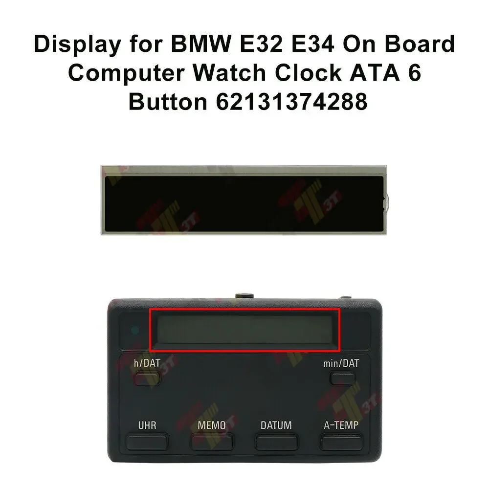 LCD Display Screen for BMW E32 E34 Watch Clock ATA 6 Button OBC On Board Computer 62131374288