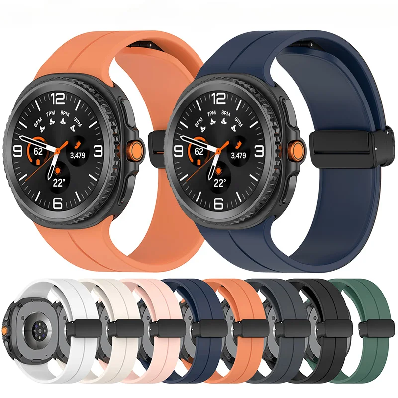 حزام بإبزيم مغناطيسي لساعة سامسونج جالاكسي 8 كلاسيك 8 44 ملم الترا 2 سوار سيليكون لساعة جالاكسي 8 44 ملم 40 ملم ملحقات