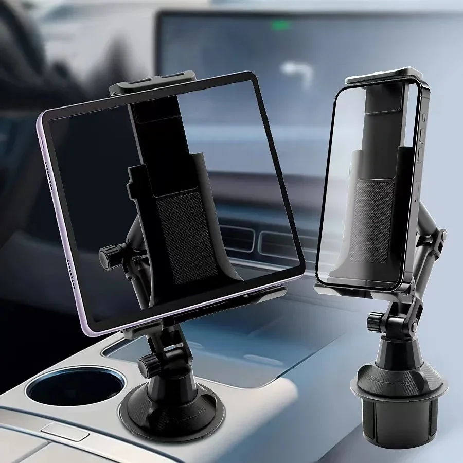 Car Cup Holder Tablet & Phone Mount with Heavy Duty Base - Adjustable Holder for Tablets 4-13in & All Cellphones image 6