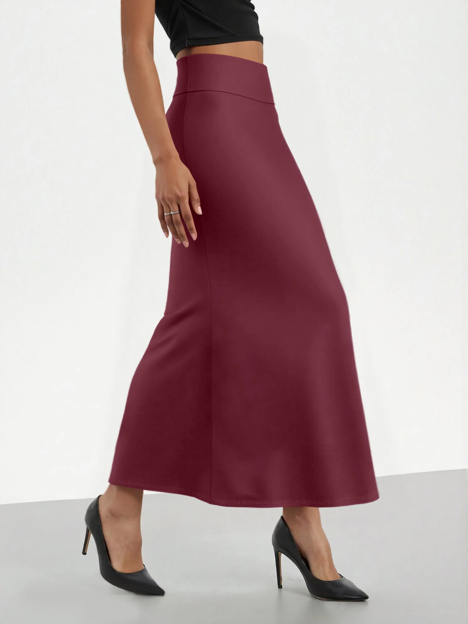 

Женская юбка миди с высокой талией, силуэт А-силуэт, свободная, с эластичным поясом, из мягкой ткани, идеально подходит для офиса, обедов, выходных, бранчей, повседневной носки.