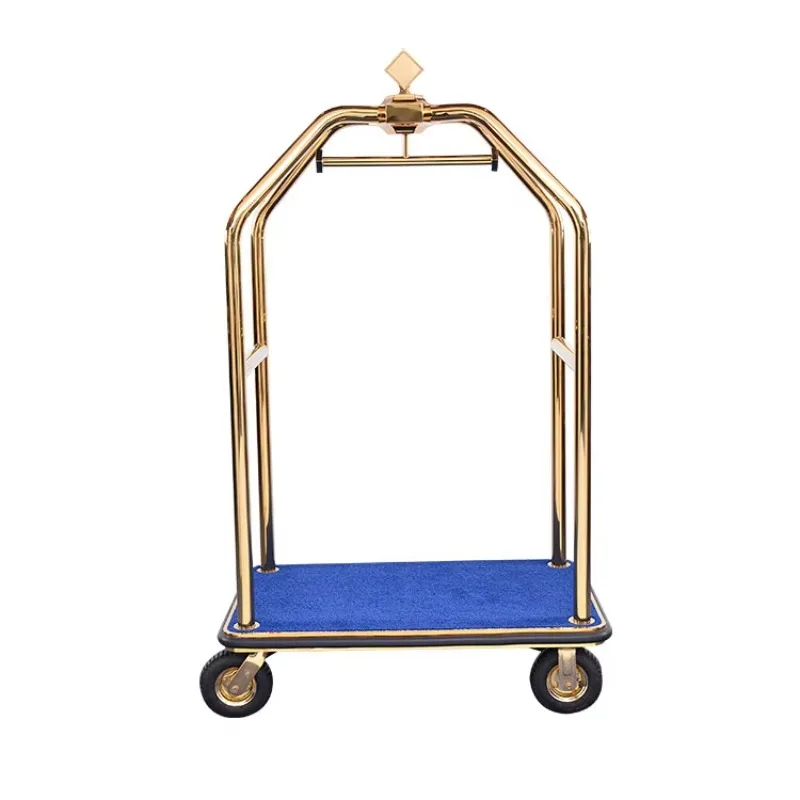 Hot sale hotel stainless steel birdcage shape 4 wheeled cart luggage tolley