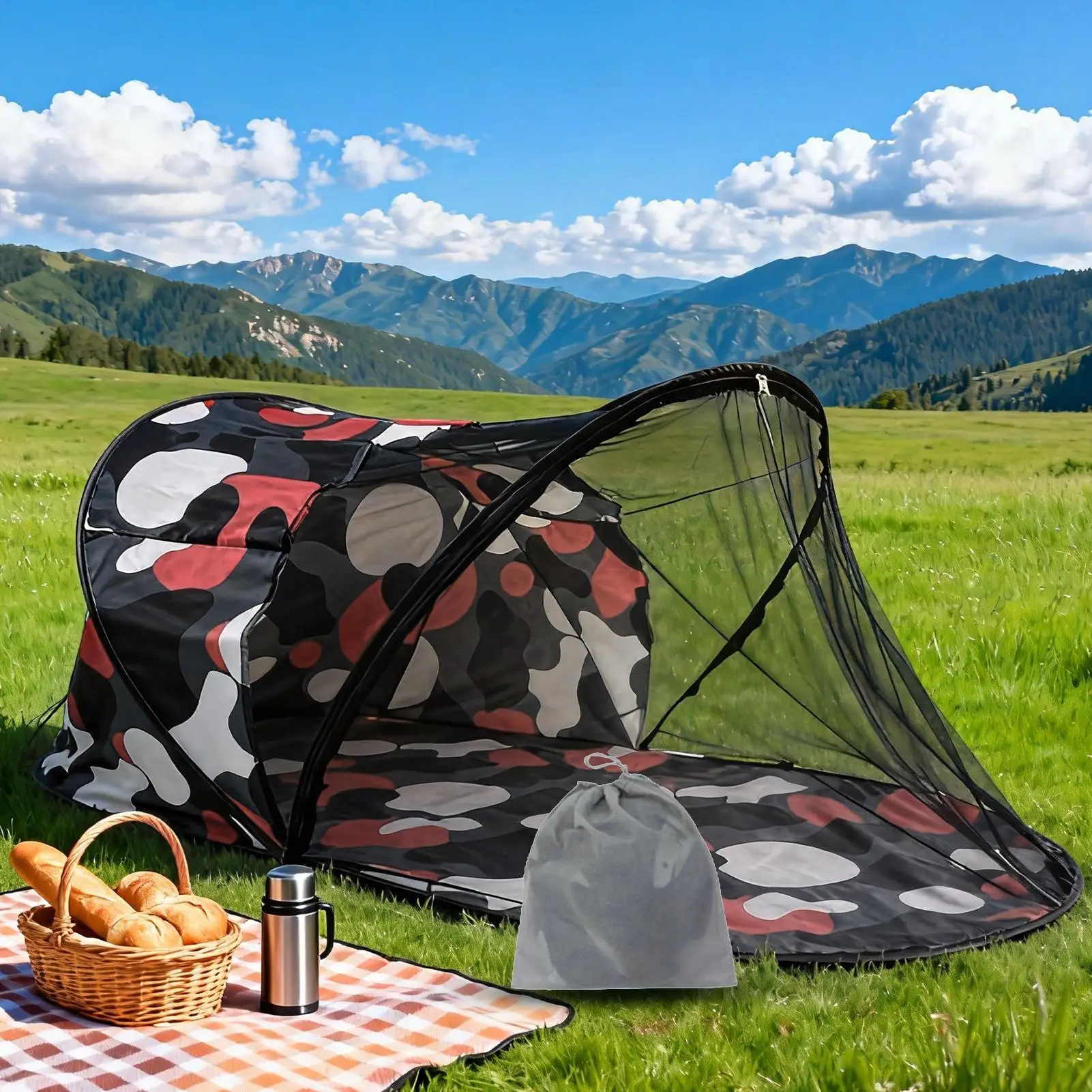 Folding Quick-Opening Portable Breathable Patio Tent Net Patio Camping Netting for Indoor Outdoor Garden Yard Backyard Home Bed