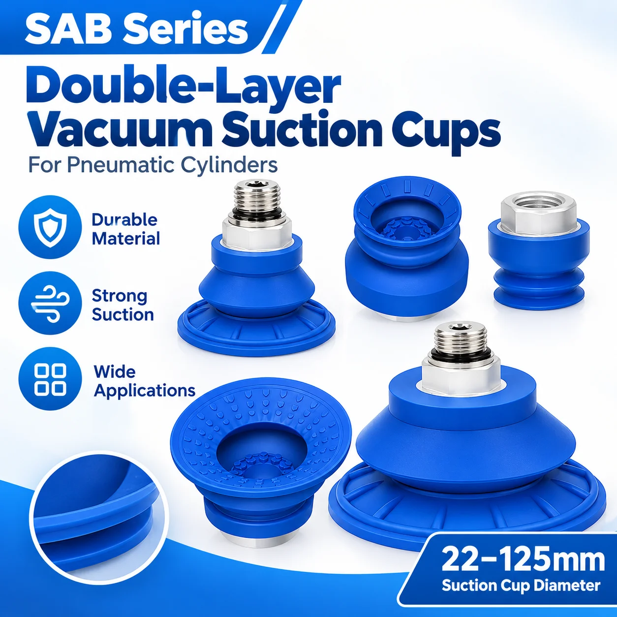 SAB 30 Bellows Vacuum Suction Cups G1/4 G3/8 G1/8 M10 M14 Male Female Thread Pneumatic Gripper Pads