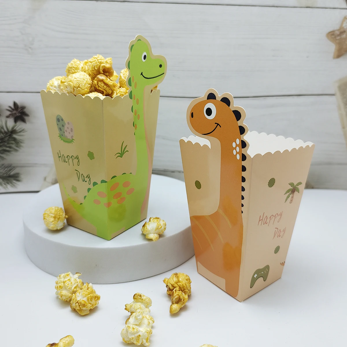 12/48 Stück Gemischte Dinosaurier-Popcorn-Boxen in Vier Stilen, Verpackungsboxen für Party, Hochzeit und Backzubehör – Detail 3