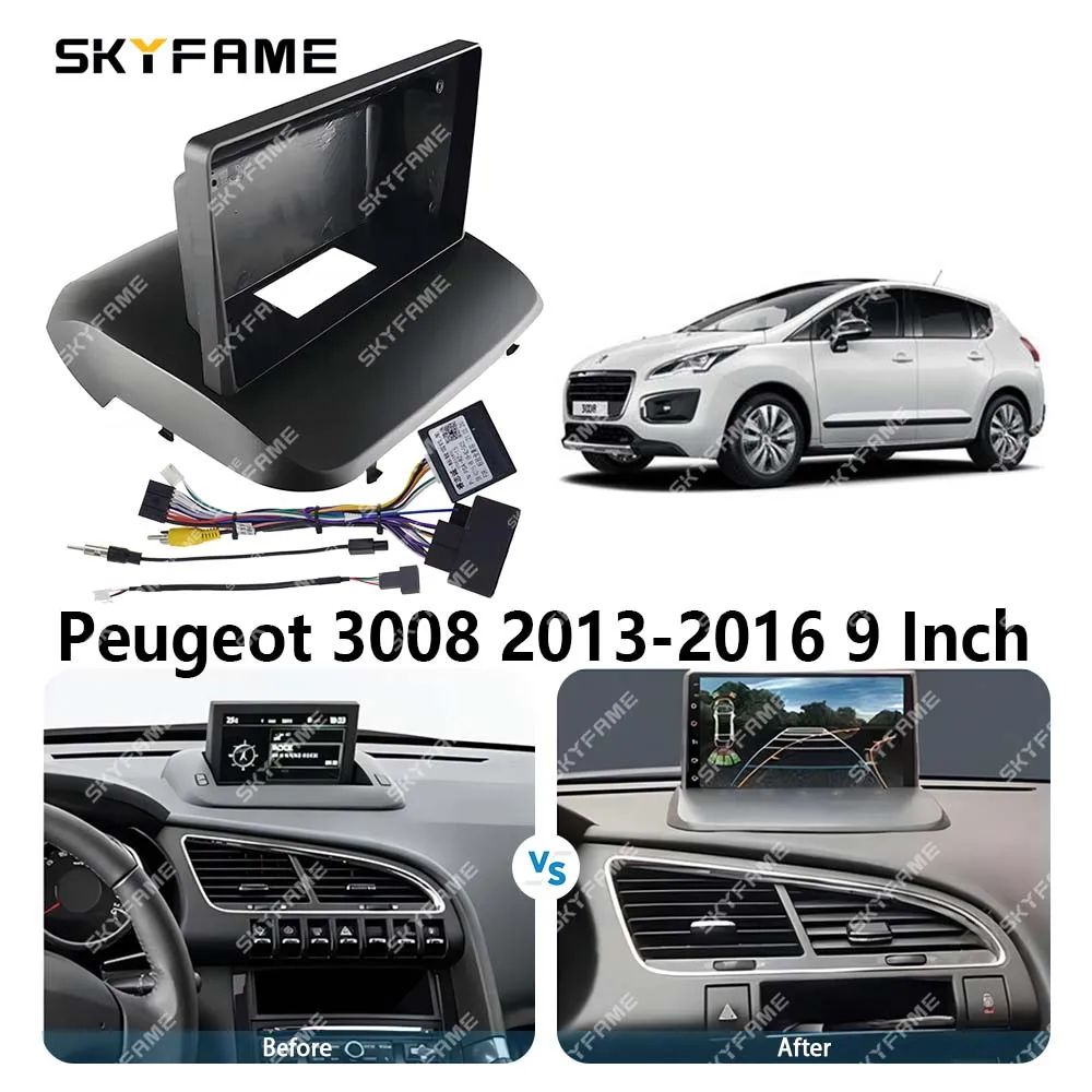 SKYFAME Auto Frame Fascia Adapter Canbus Box Android Radio Dash Fitting Panel Kit Voor Peugeot 3008