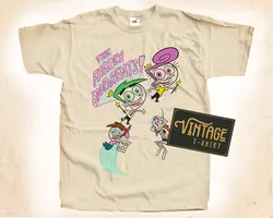 The Fairly Oddparents T shirt Tee Natural Vintage Cotton Movie Poster Beige All Sizes