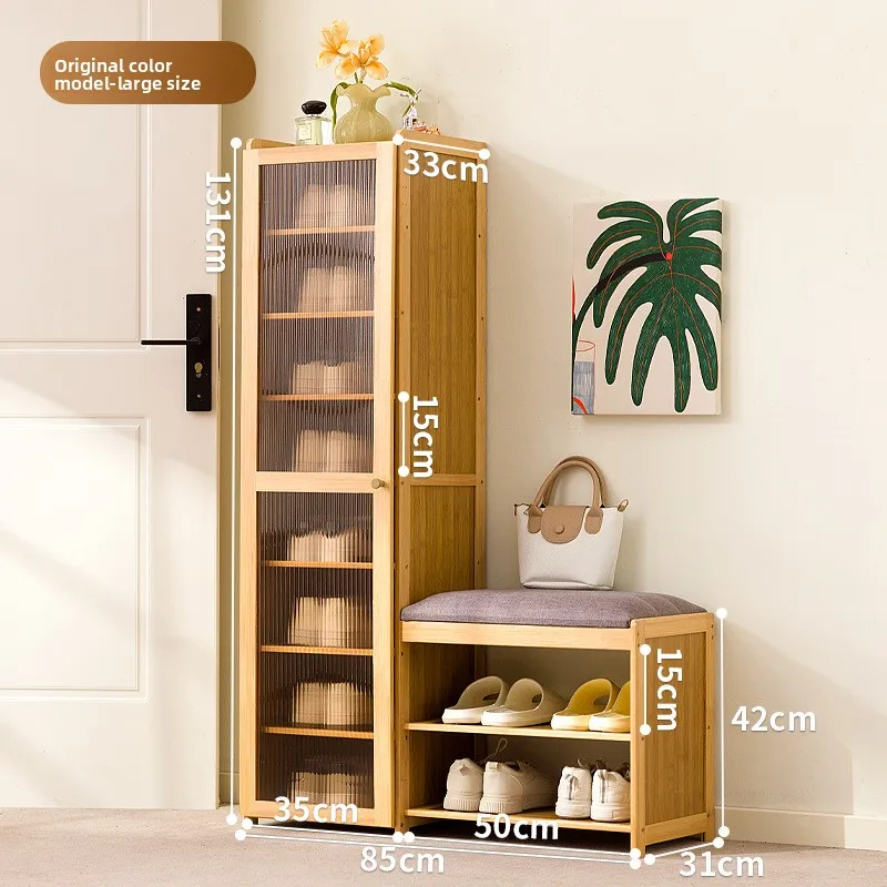 

New model light luxury and high-end sense at the door of the home, integrated shoe cabinet, medieval door shoe stool