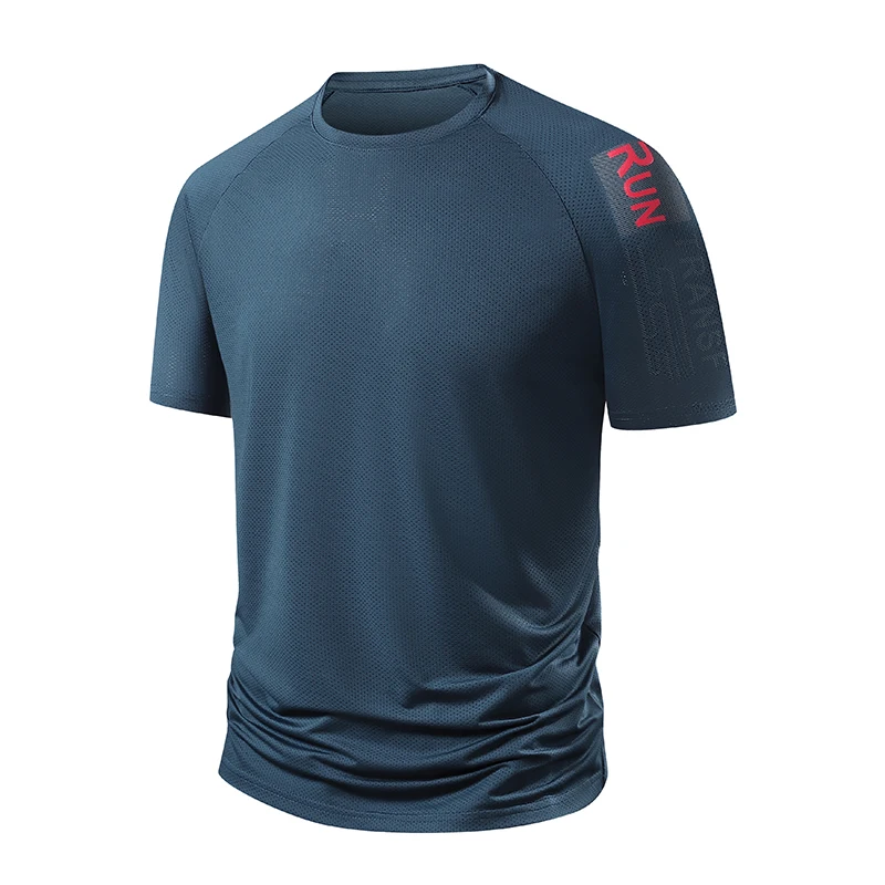 

Men's Running Quick Drying T-shirts Summer Breathable Hiking Cool Tees Shirts Soft Elasticity Outdoor Sports O-Neck Short Shirt