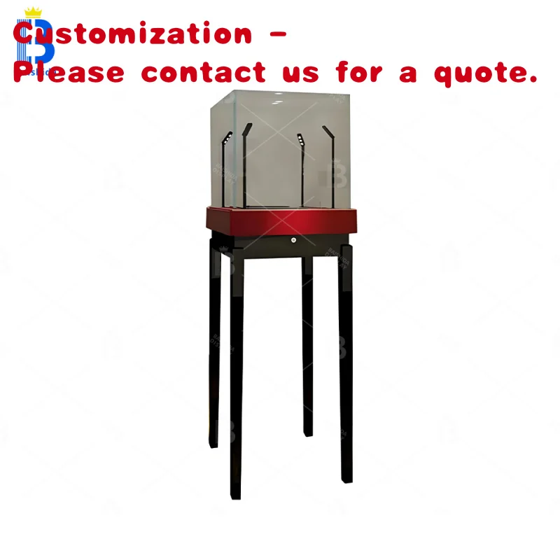 

на заказ. Роскошная индивидуальная прямоугольная стеклянная стойка для ювелирных изделий со светодиодной подсветкой. Бутик-витрина. Магазин магазинов.