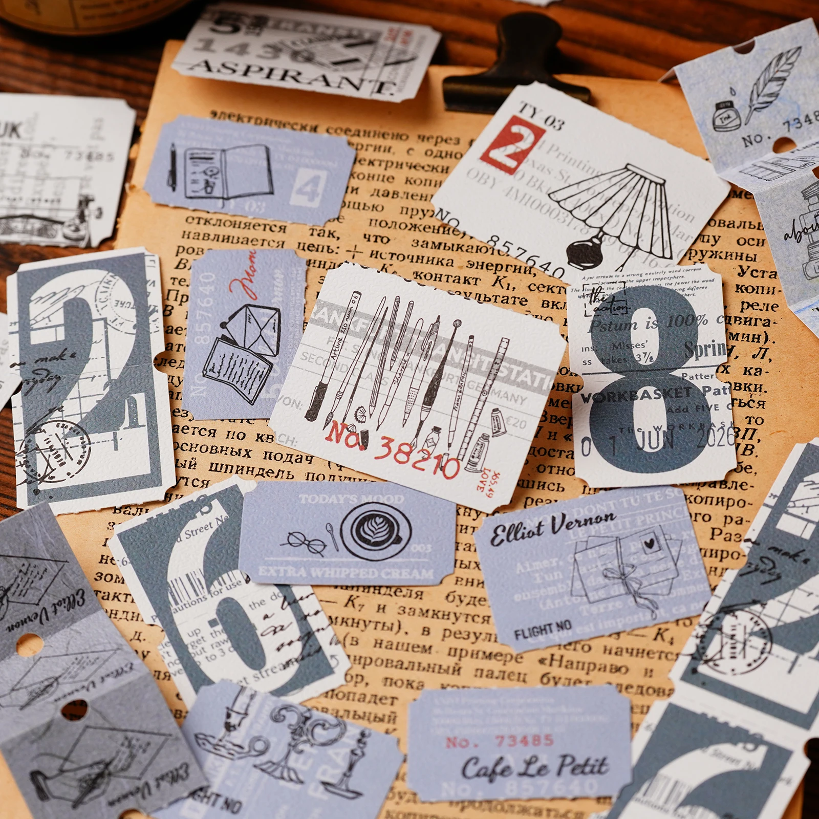 Etori Life 10Pcs Vintage Postmark Stamp Strip Stickers Pack with Multiple Themes, Line Art, Plants, Desserts, Starry Sky, DIY Collage Materials Suitable for Baking, Student Gift Bags, Laptop, Phone Back, Photo Albums, Guitar, Diary, Postcards and Envelopes, Scrapbook Supplies, Office Decoration Items, Vintage Parties, Art Aesthetics, Cycling Decals, Gifts for Friends