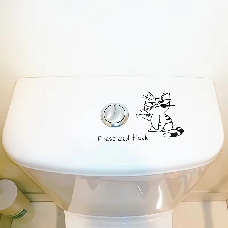 New! 1/3pcs Cartoon Cat Toilet Sticker - 