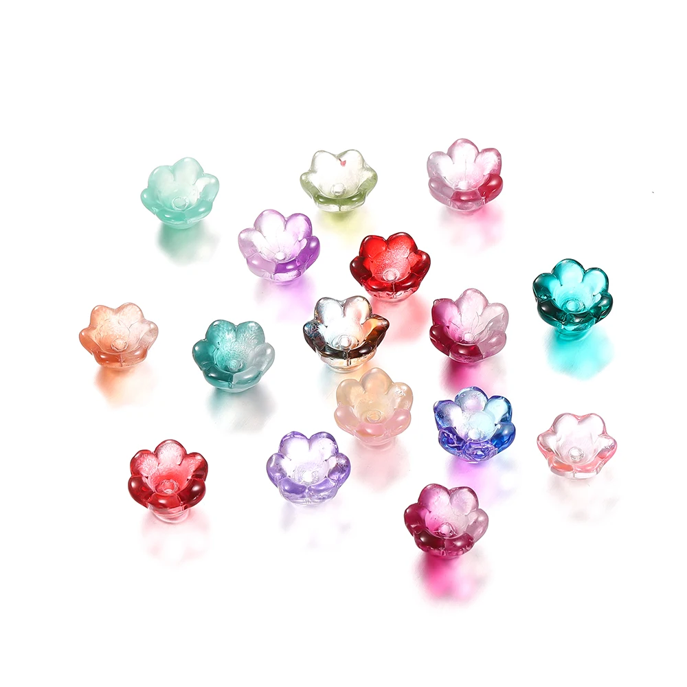 10/30pcs Gradiënt Bloem Lampwork Kralen Bellflower Glas Spacer Kralen Caps voor DIY Charms Armbanden Sieraden Maken Bevindingen