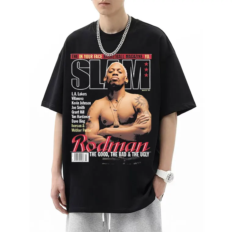 The Worm Dennis Rodman Graphic T Shirt Men Women Hip Hop Oversized Tshirt Male Casual Cotton T-shirts Basketball Boys Streetwear