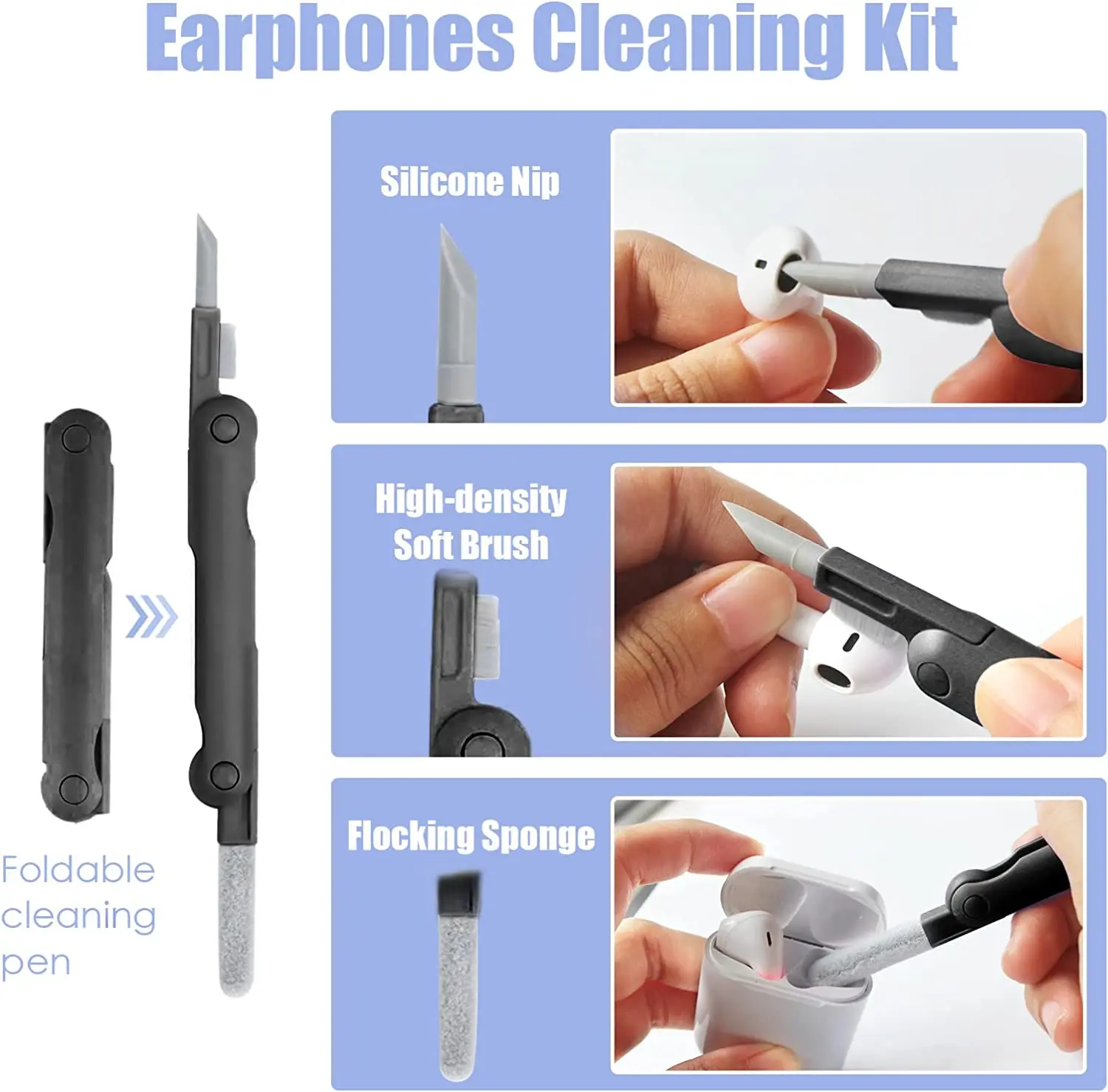 7-in-1 Cleaning Kit Computer Keyboard Cleaner Brush Earphones Cleaning Pen For Headset Phone Cleaning Tools Keycap Puller Set