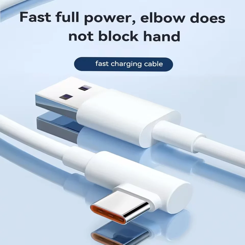 USB Type C Cable 90 Degree Elbow Super Fast Charge USB C Cable For iPhone 17 16 15 Pro Huawei Xiaomi Redmi Note Samsung