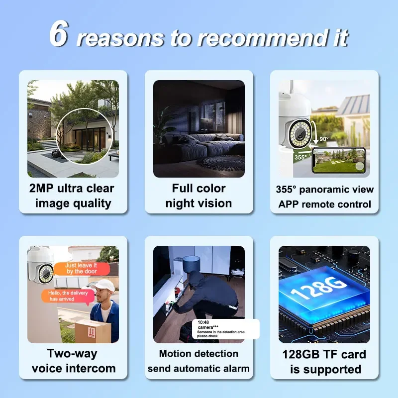 كاميرا مراقبة خارجية 2 ميجابكسل HD، 355 ° رؤية بانورامية، كشف الإنسان بالذكاء الاصطناعي، مقاوم للطقس، واي فاي داخلي/خارجي، يعمل مع Alexa #2
