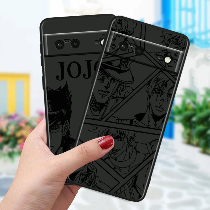 JOJO Anime Cute Shockproof Cover For Google Pixel 8 7A 6A 5A 5 4 4A XL Pro 5G Black Phone Case Soft Fundas Capa Phone Case