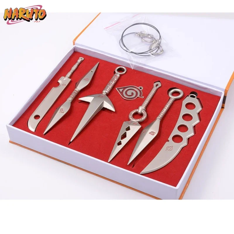 

7pcs/Set Naruto Anime Peripheral Sasuke Kakashi Cosplay Weapon Kunai Shuriken Fans Collection Jewelry Christmas Birthday Gifts