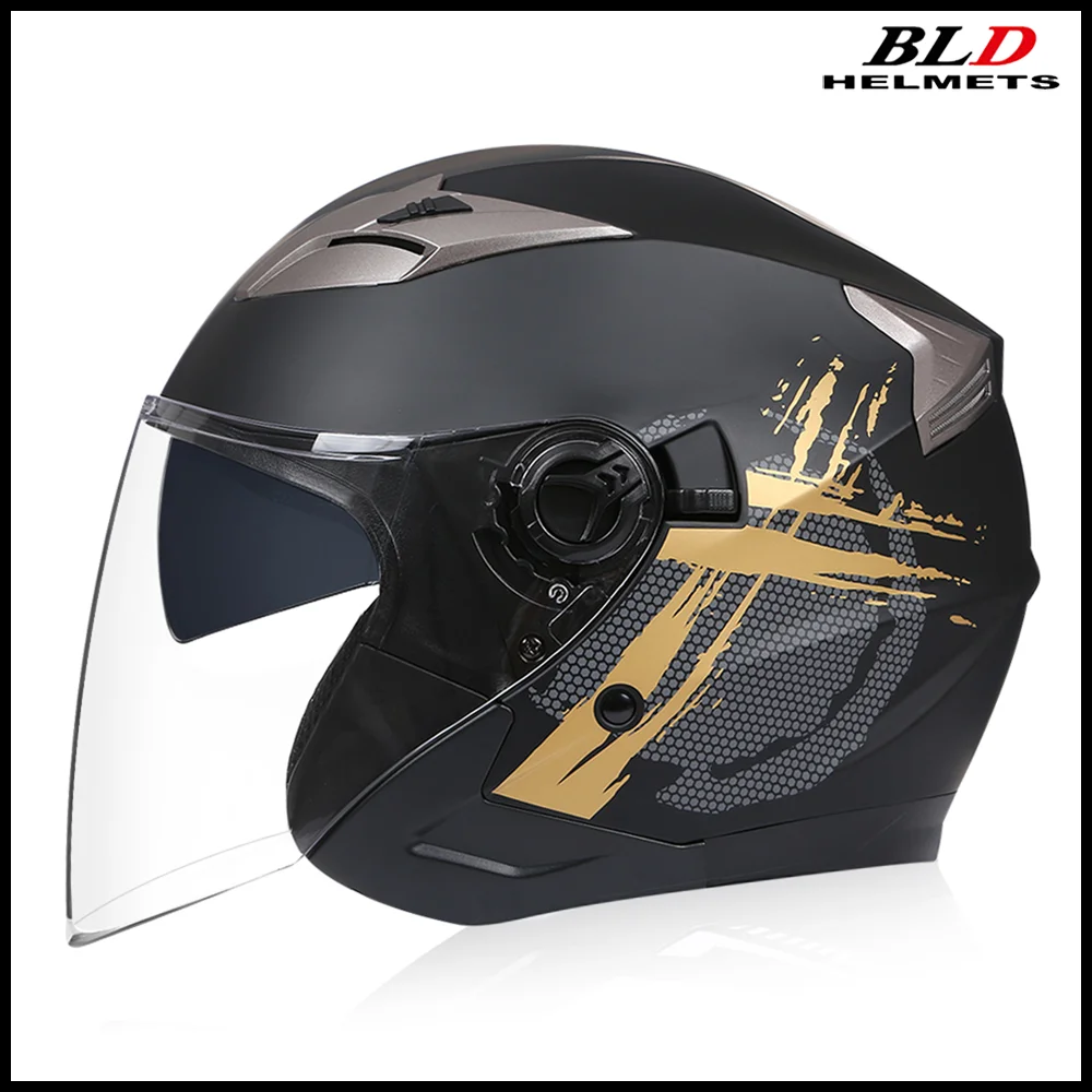 BLD Stylish 3/4 Half Face Helmet Moto Racing Street Bike Cruiser Electric Scooter Safety Standard Lightweight ABS Shell DOT ECE