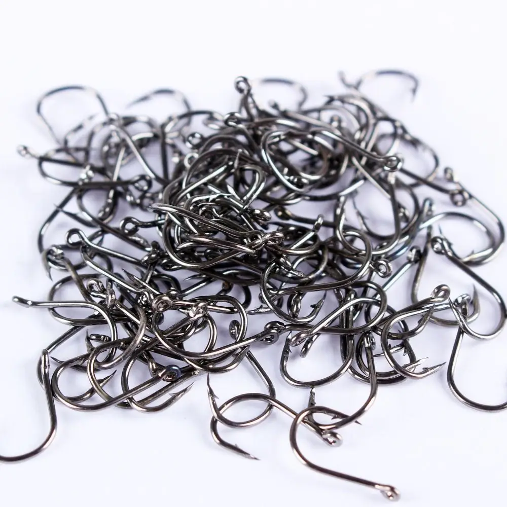 1000Pcs Carbon Steel Fishing Hooks Set Size 3-12 Durable Fishing Fixed Hooks Fishing Tools Rustproof Barbed Fishing Hooks