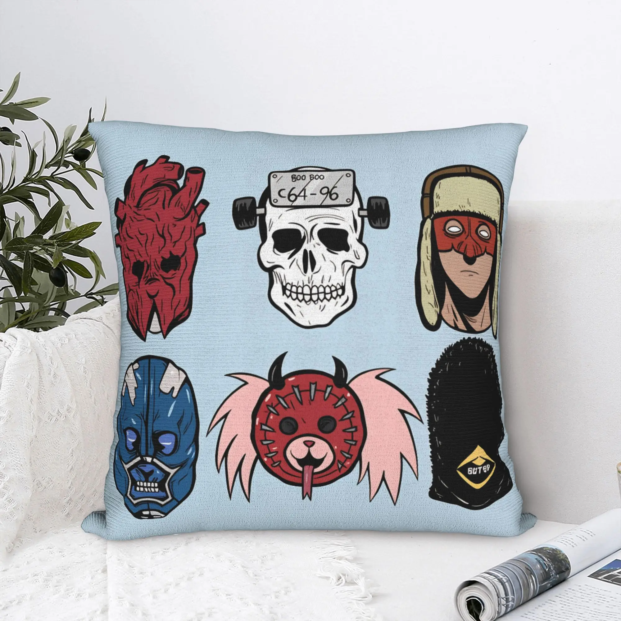 Dorohedoro Masks Pillow Cover  Soft Cushion Cover Kawaii Pillow Case For Sofa Bedroom Home Decor
