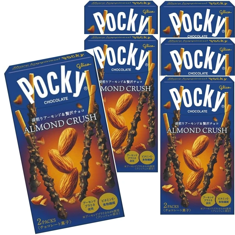 グリコ アーモンドクラッシュポッキー（2袋×6箱）：深煎りアーモンドをチョコレートでコーティングし、香ばしいプレッツェルと組み合わせたもの