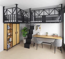 Wrought iron upper children's bed Multifunctional double loft bed space saving loft bed conjoined