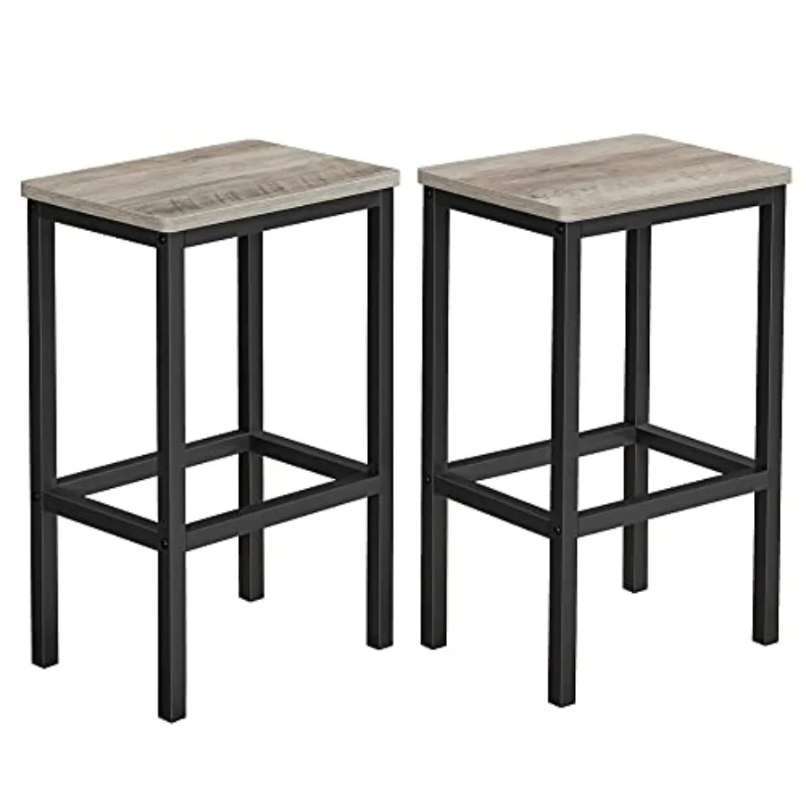 

Bar Stools Set of 2 Bar Chairs Kitchen Breakfast Bar Stools with Footrest Industrial in Living Room Party Room Greige and Black