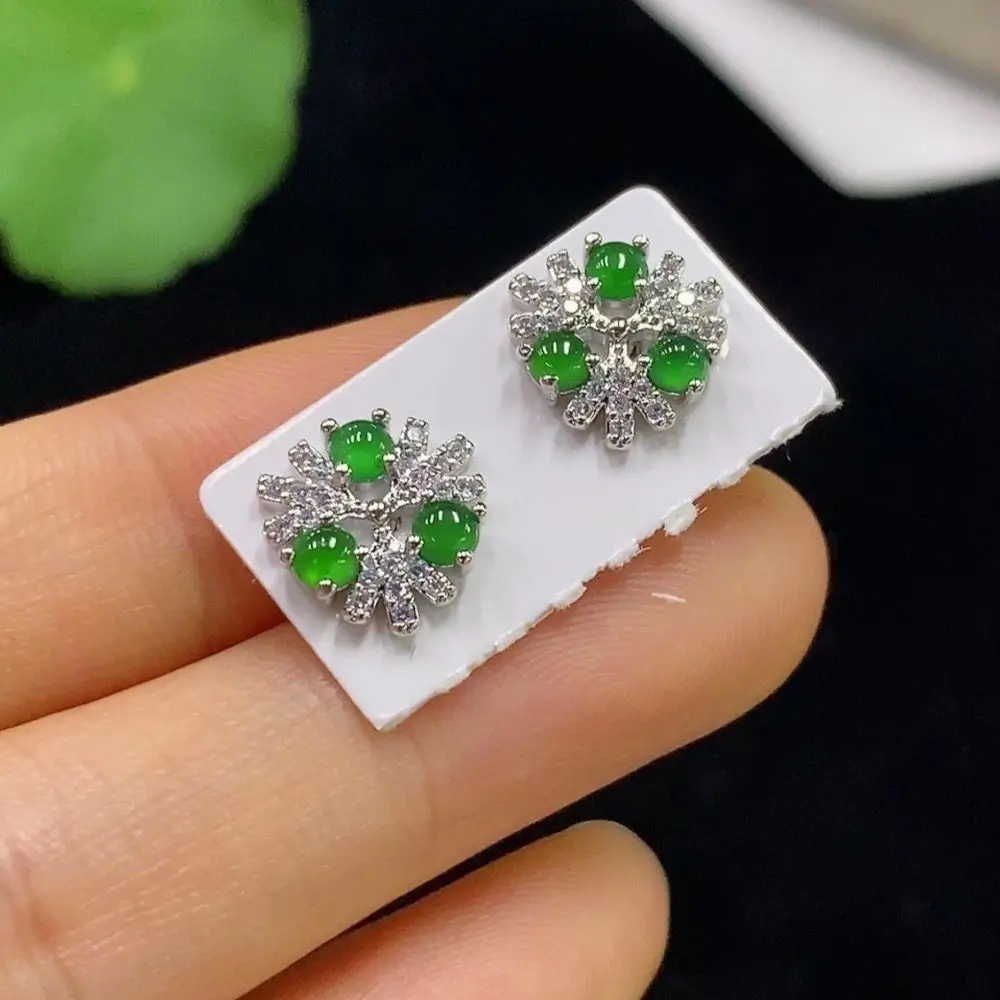 

New products are on the shelves, natural jadeite A products, women's earrings with green temperament, popular girls' gifts, litt