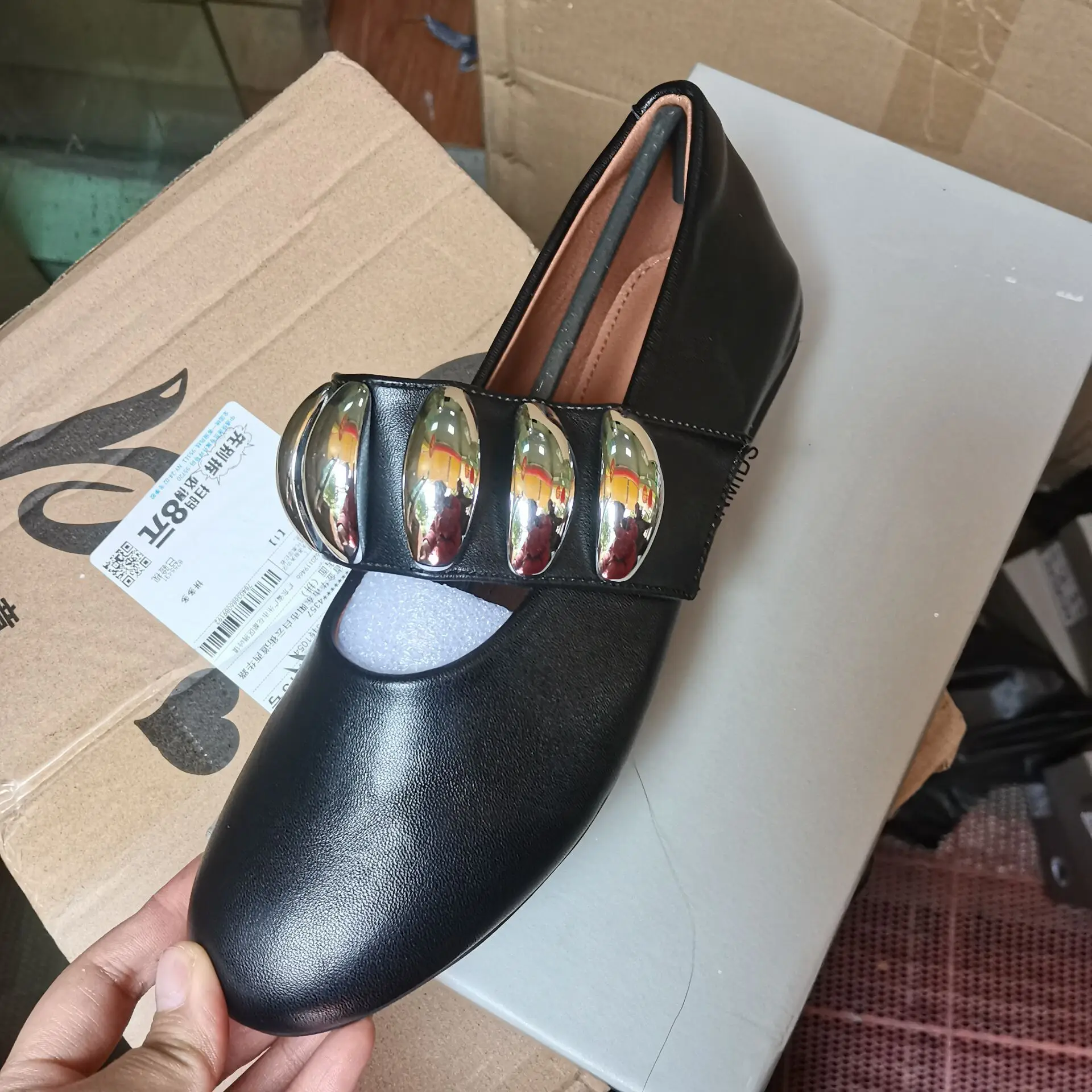 Mode Metall neu im Jahr Frauen Mary Janes Schuhe flache weibliche runde Zehen Schuhe Ballerinas Damen Lolita Tanz schuhe