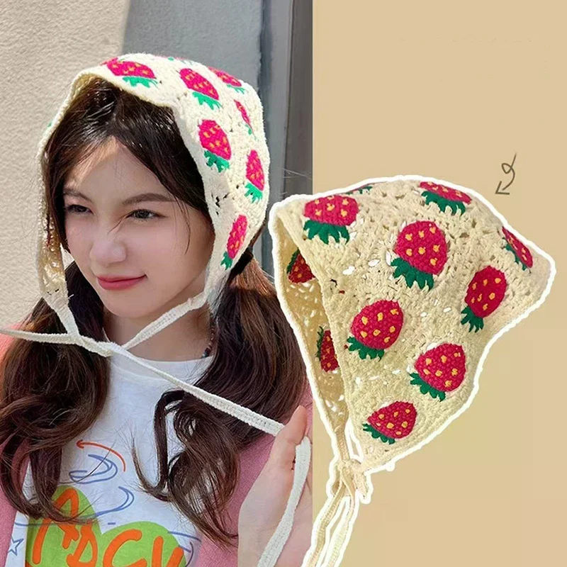 

Sweet Cute Triangle Headband for Women Girls Pastoral Style Triangle Headband Travel Photo Hair Scarf Fashion Headscarf Hat