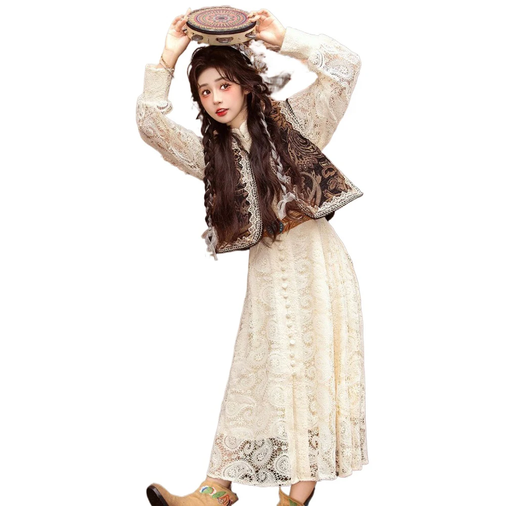 Traditional Chinese Clothing Women New Loulan Princess Embroidery Xinjiang Uyghur Ethnic Style Western Region Princess Clothing