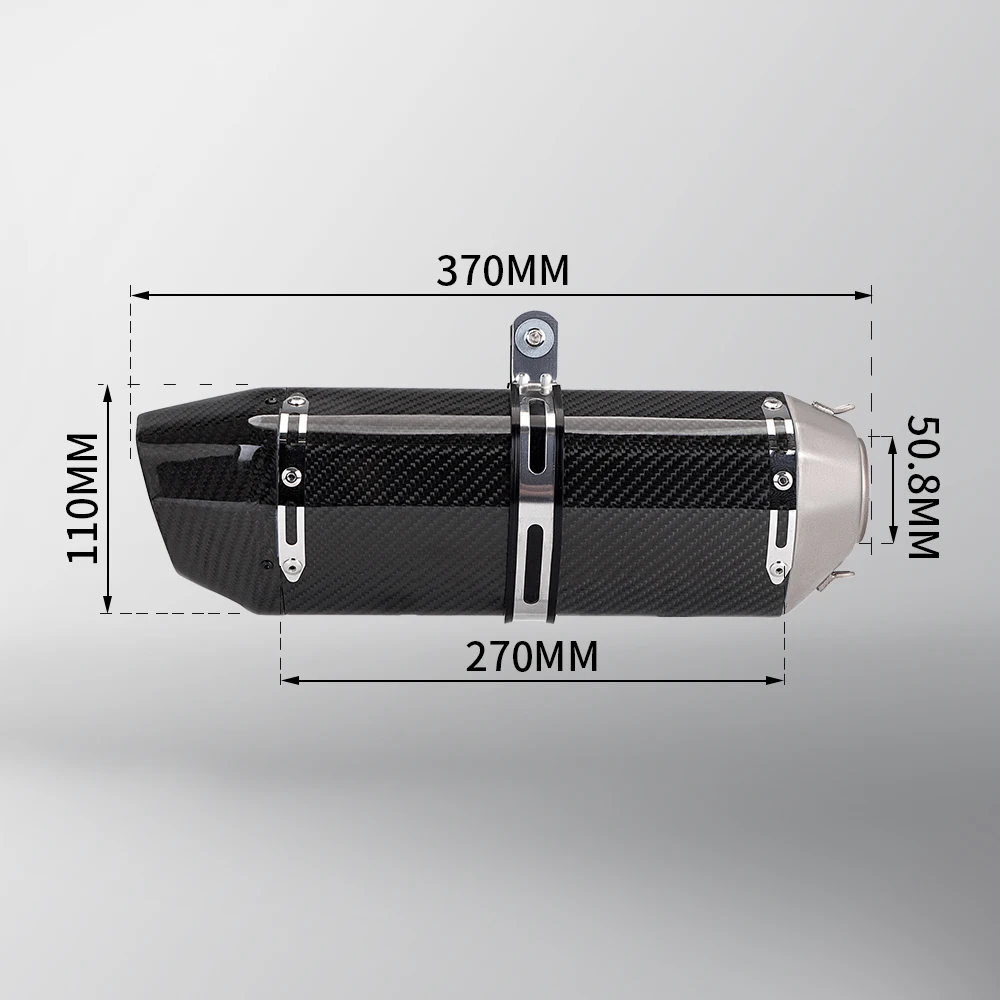 

Motorcycle exhaust universal carbon 370mm Sports 51mm exhaust click150 pcx150 cbr150r fz150 adv150 r15v3 Z900 R3 NINJA400
