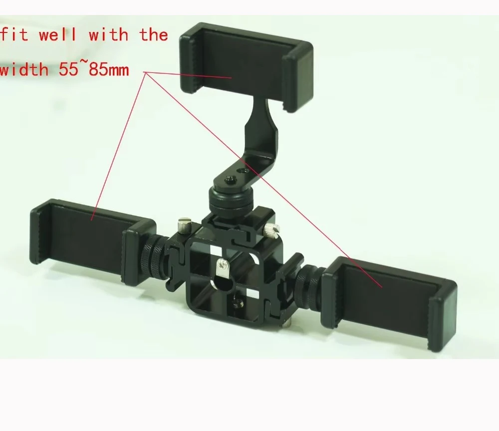 Tri-Hot Shoe Mount with 3 smartphone holder clamps kit for Phone tripod camera
