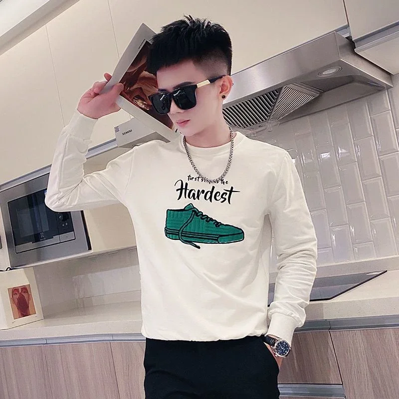 Hoodieless Graphic Sweatshirt For Men Male Clothes Pullover White Pastel Color Wholesale Low Price Funny Aesthetic Cheap Top