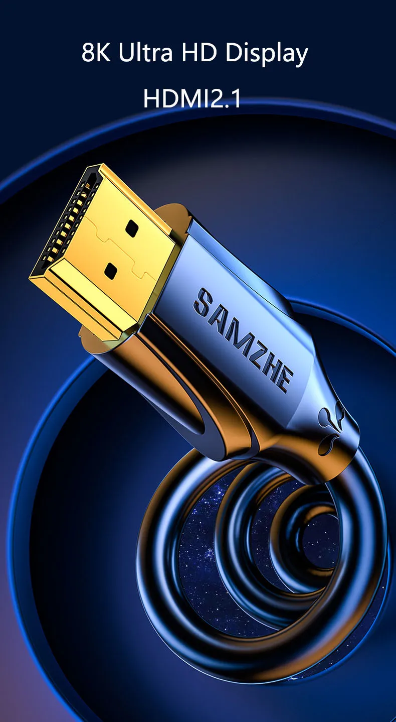 Samzhe hdmi 2,1 kabel 8k/60hz 48gbps digitale kabel hdmi 2,1 kabel splitter für hdr10 ps5 schalter kabel hdmi 2,1 – Detail 2