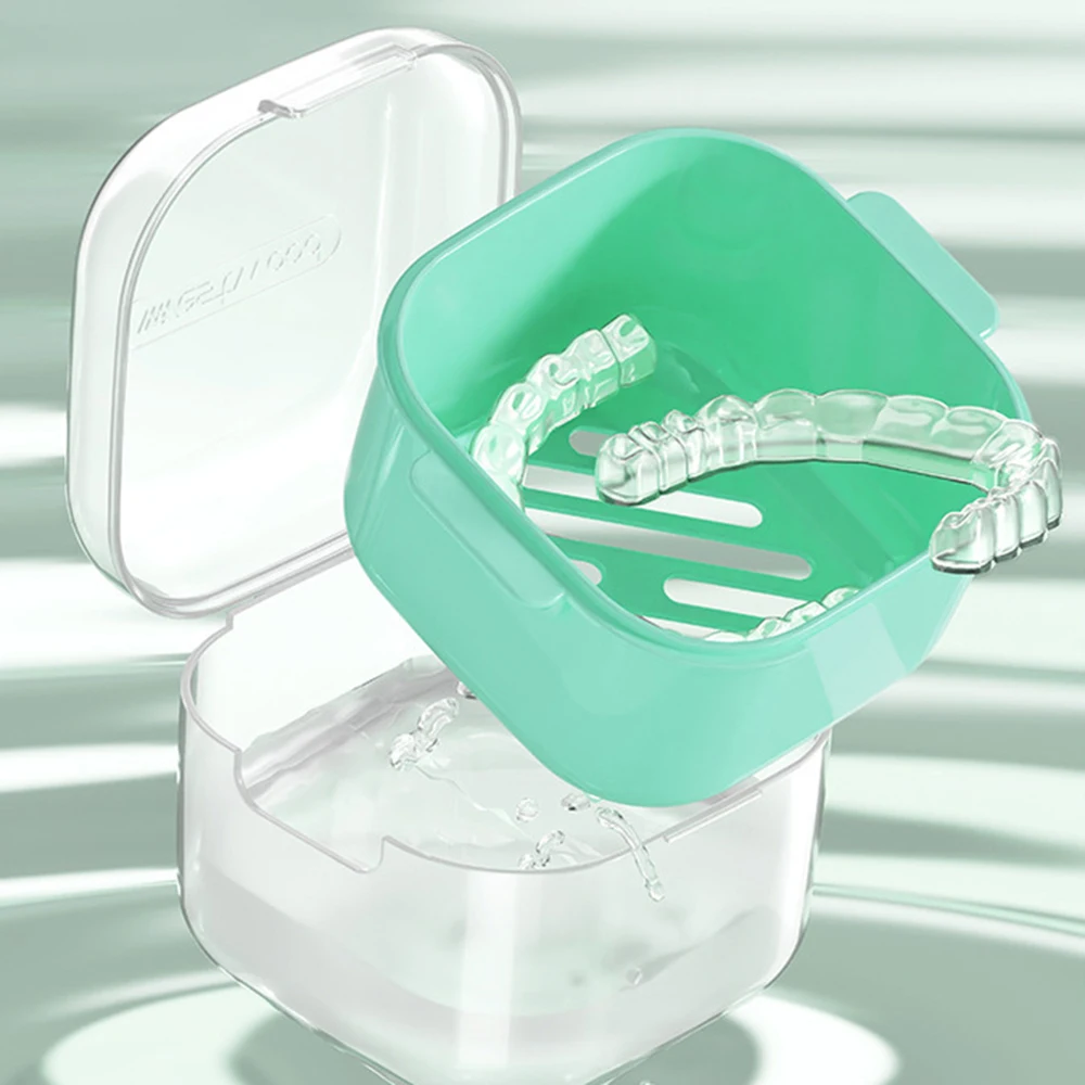 2 Styles Teeth Brace Case Orthodontic Mouth Guard Container Denture Cleaning Soak Box Travel Size Oral Hygiene Care Tools