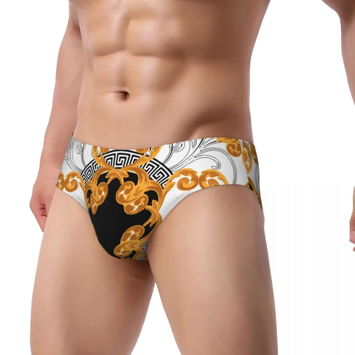 남성용 섹시한 골든 바로크 속옷, 삼각형 반바지, 편안하고 세련된, 부드럽고 얇은 트렁크, 복서 팬티, 도매