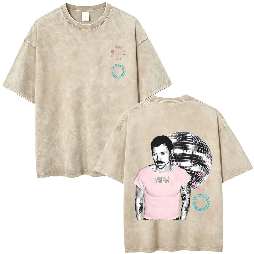 

Kiss All The Time Disco Occasionally Vintage Washed T Shirt Fans Gift Men Women Fashion Casual T-shirt Summer Oversized T-shirts