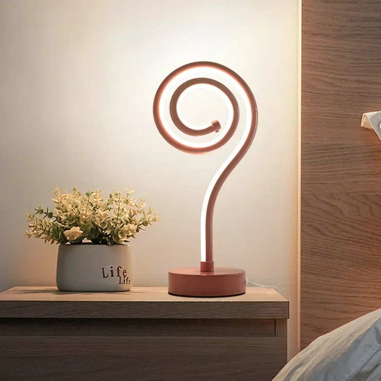 Modern Decoration Bedroom Bedside Table Lamp Creative Twist Bar Spiral Shaped Small Night Light Nordic Light Luxury Style