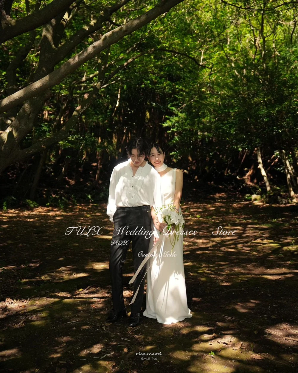 TULX-vestido de novia largo de un hombro, traje elegante de sirena con corsé en la espalda, hecho a medida, para sesión de fotos de boda y jardín, 2025