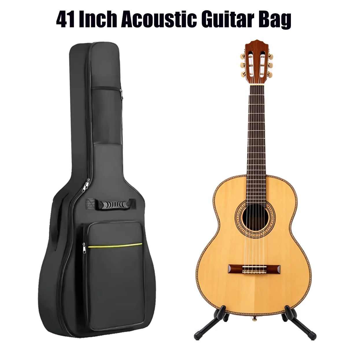 Miwayer Black 41-Inch Acoustic Guitar Gig Bag Rip-Stop Nylon Lightweight Design Cushion Sponge Padding Comfortable Protection