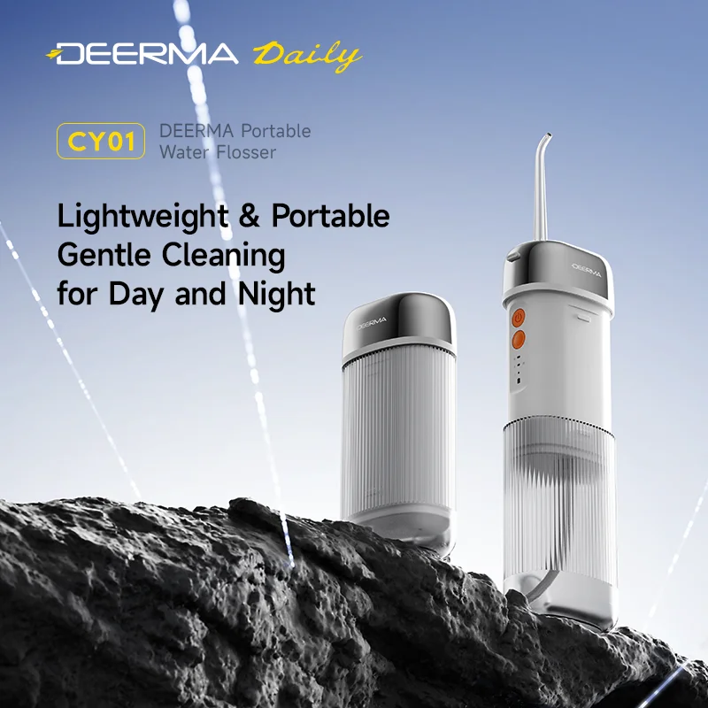 Deerma CY01 Pocket Portable Water Flosser,4 Modes 5 Multi Nozzles,Micro-Bubble Gentle Oral Irrigator,IPX7 Waterproof Type-C