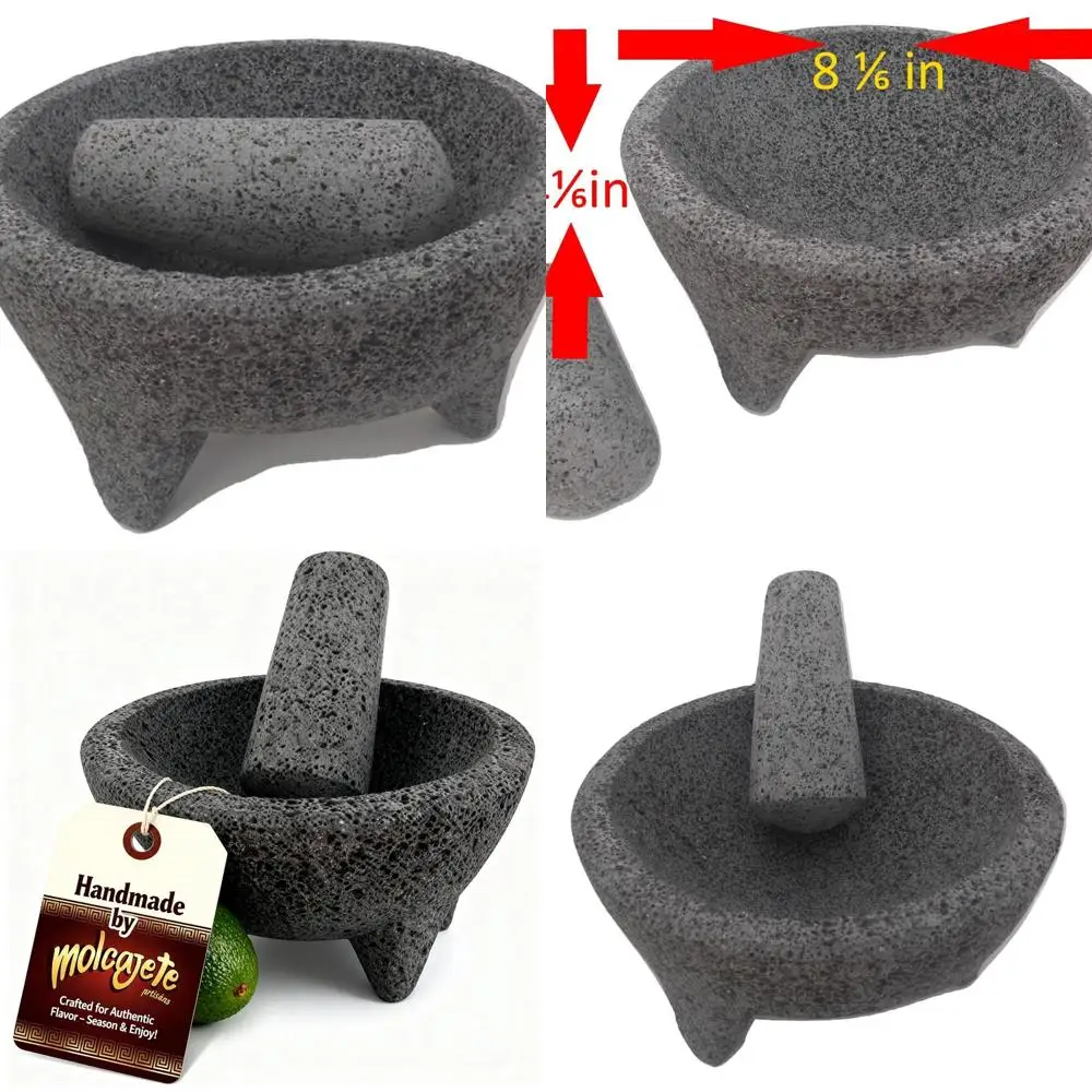 

Handcrafted Large Volcanic Stone Molcajete Set for Authentic Mexican Salsa and Guacamole with Rustic Charm