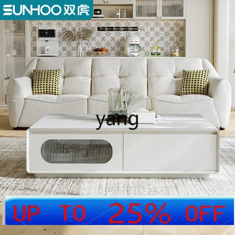 

LMM cream wind living room household small apartment light luxury rock slab floor TV cabinet