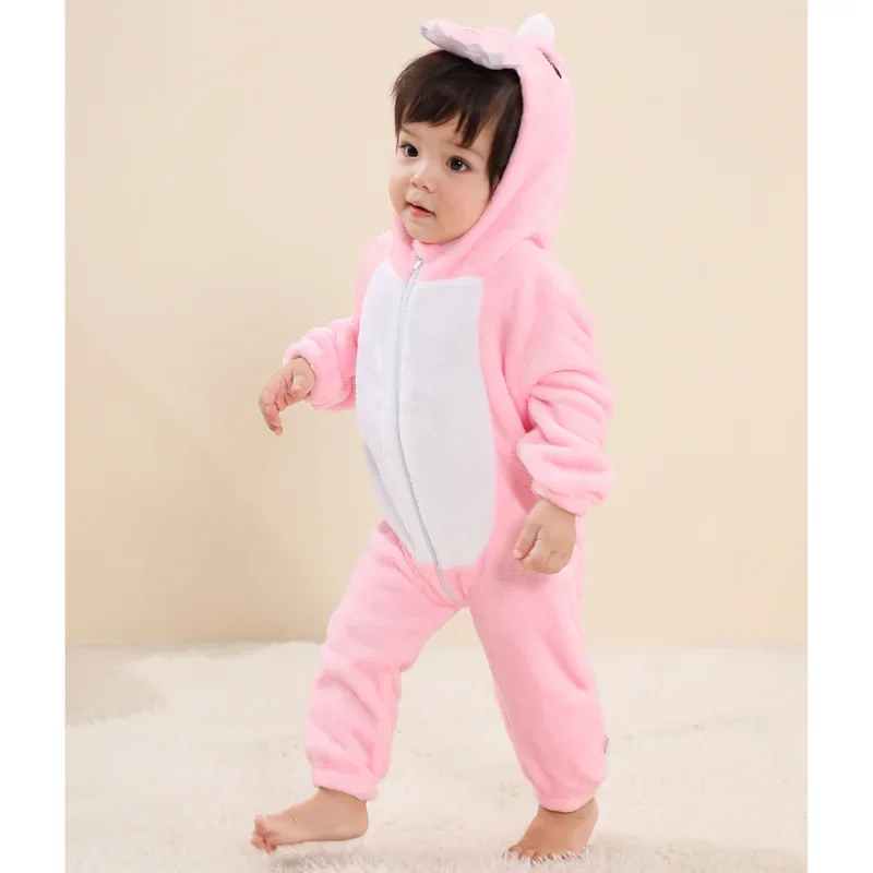 Newborn baby romper Infant Toddler long sleeve rompers Kigurumi cute pink dinosaur cartoon jumpsuit baby pajamas for girls boys