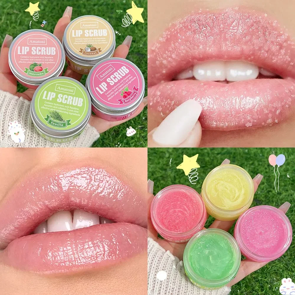 Dual Effect Scrub Lippen Masker Fruitsmaak Lip Scrub Hydraterende Voedende Exfoliërende Dode Huid Make-Up Verminderen Lippen Fijne Lijntjes