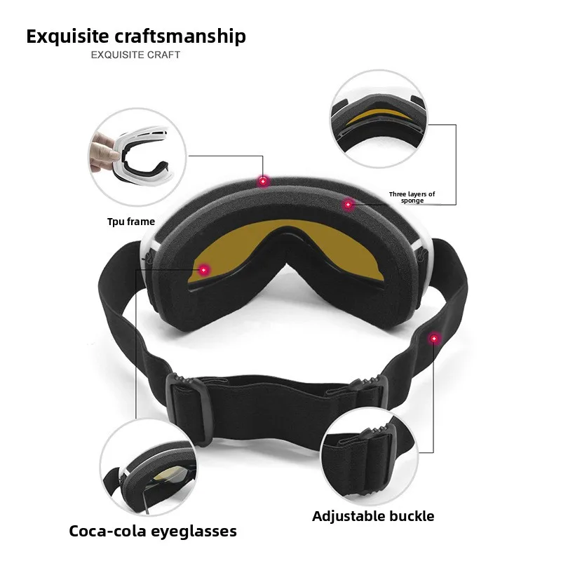 Gafas de esquí esféricas, gafas antivaho de doble capa para esquí para hombres y mujeres, gafas de esquí cilíndricas para exteriores