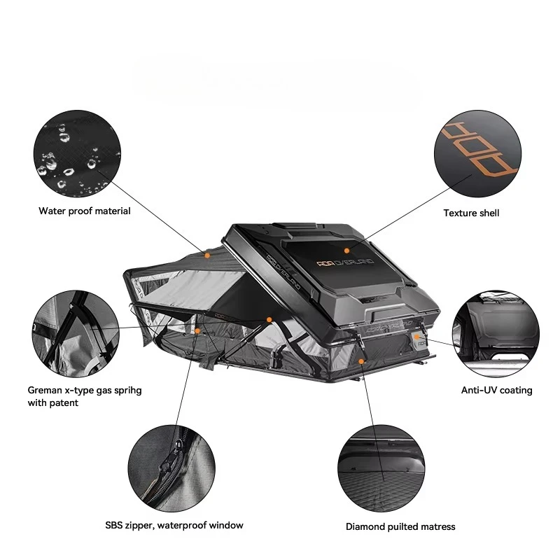 Anti-UV ABS Hard Shell Roof Tent with Unique 3D Top Shell Side Open Comfort Interior for 4x4 4WD Offroad Camping