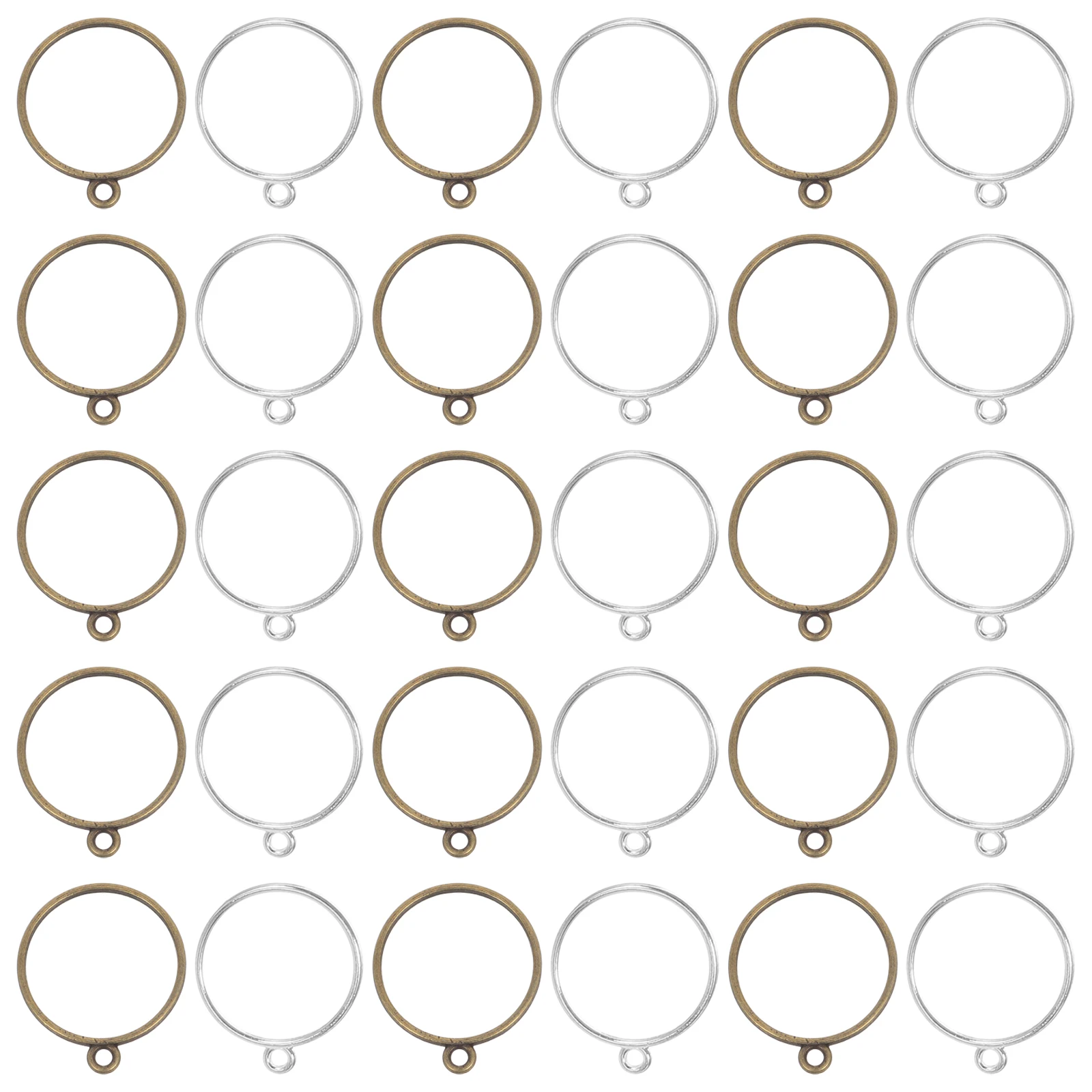 

60Pcs Round Open Bezel Charms Hollow Alloy Pendant Frames for DIY Resin Jewelry Making Necklace Earrings Bracelets Supplies